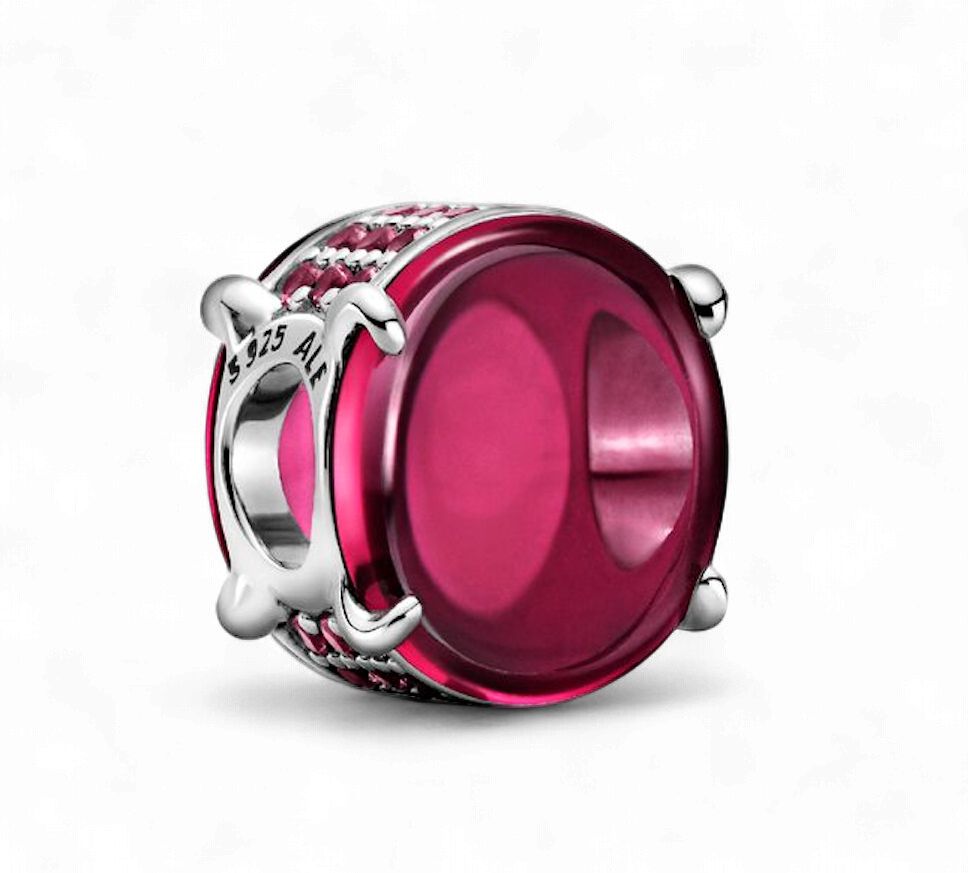 Fuchsia Rose Oval Cabochon Charm-799309C01