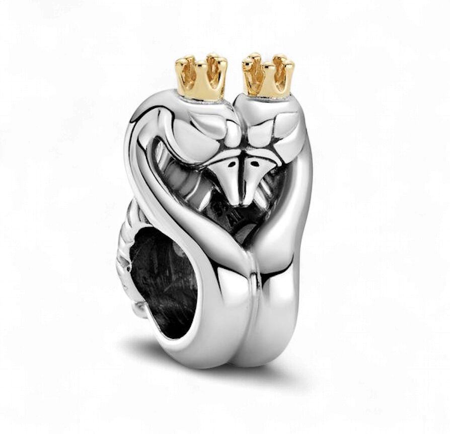 Two-Tone Swans &amp; Heart Charm - 799315C00