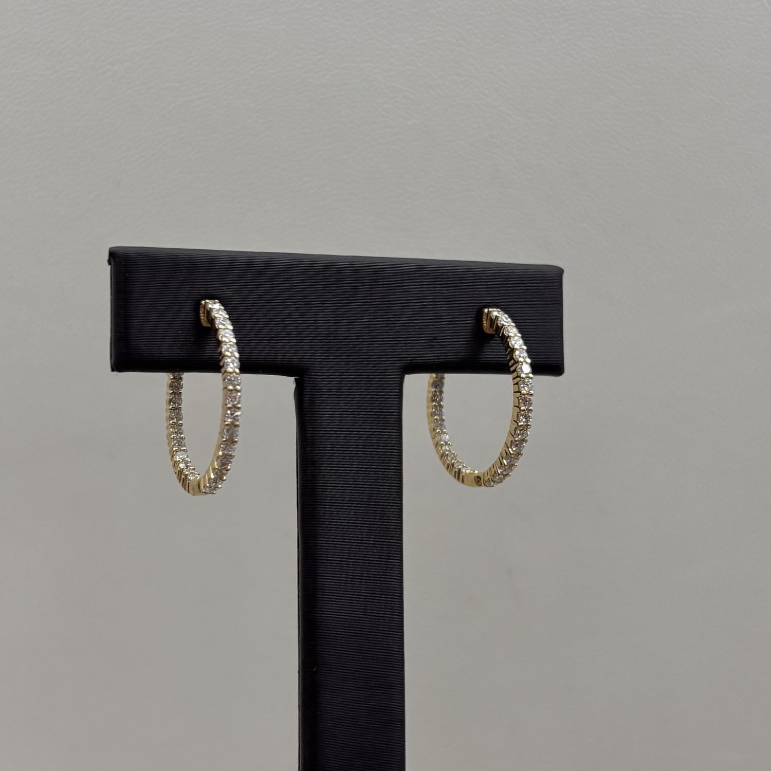 14KY In &amp; Out Diamond Hoop Earrings