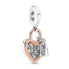 Heart Padlock Double Dangle Charm - 780087C01