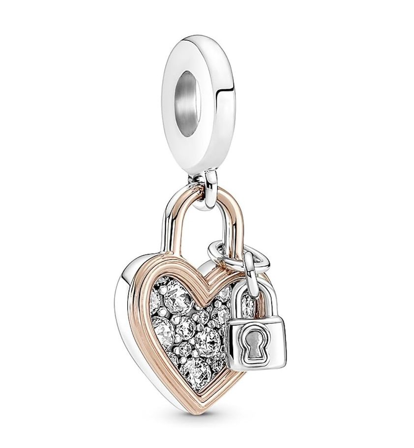Heart Padlock Double Dangle Charm -780087C01