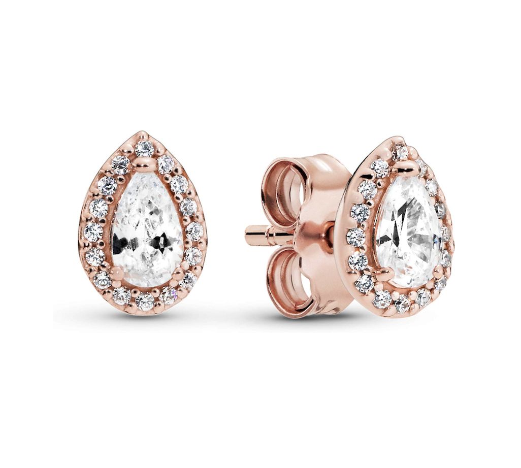 Pandora Teardrop Halo Stud Earrings-286252CZ