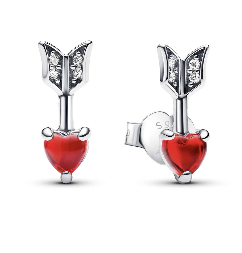 Pandora Arrow &amp; Murano Glass Heart Stud Earrings - 293668C01
