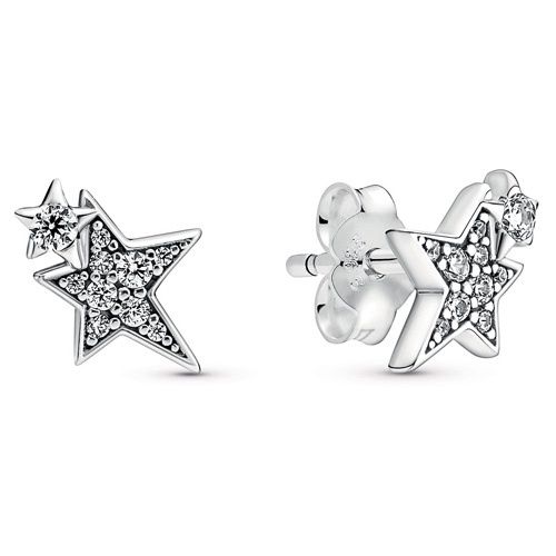 Pandora Sparkling Asymmetric Stars Stud Earrings - 290012C01
