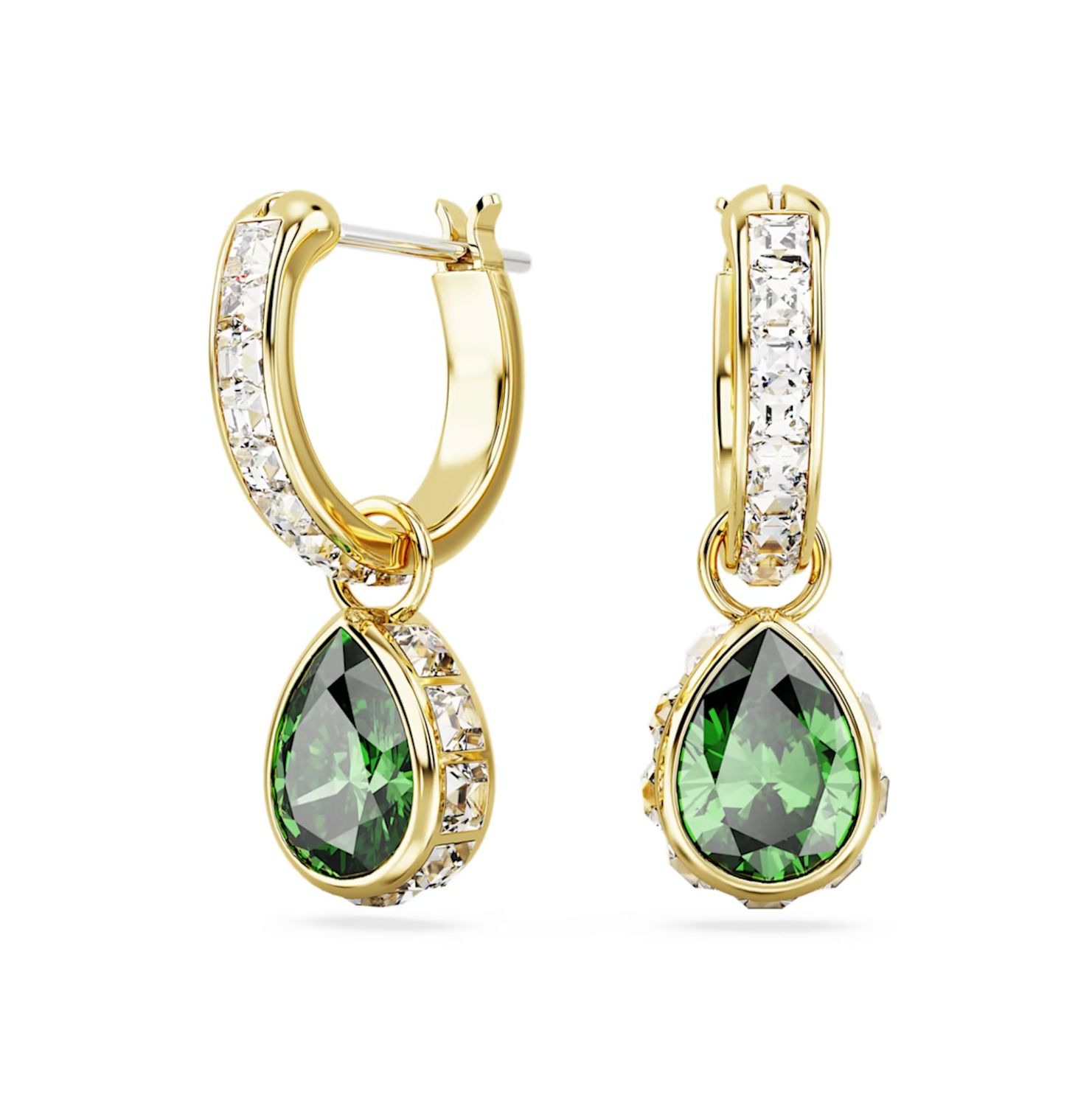 Chroma Stilla Drop Earrings Pear cut, Green, Gold-tone-5662922