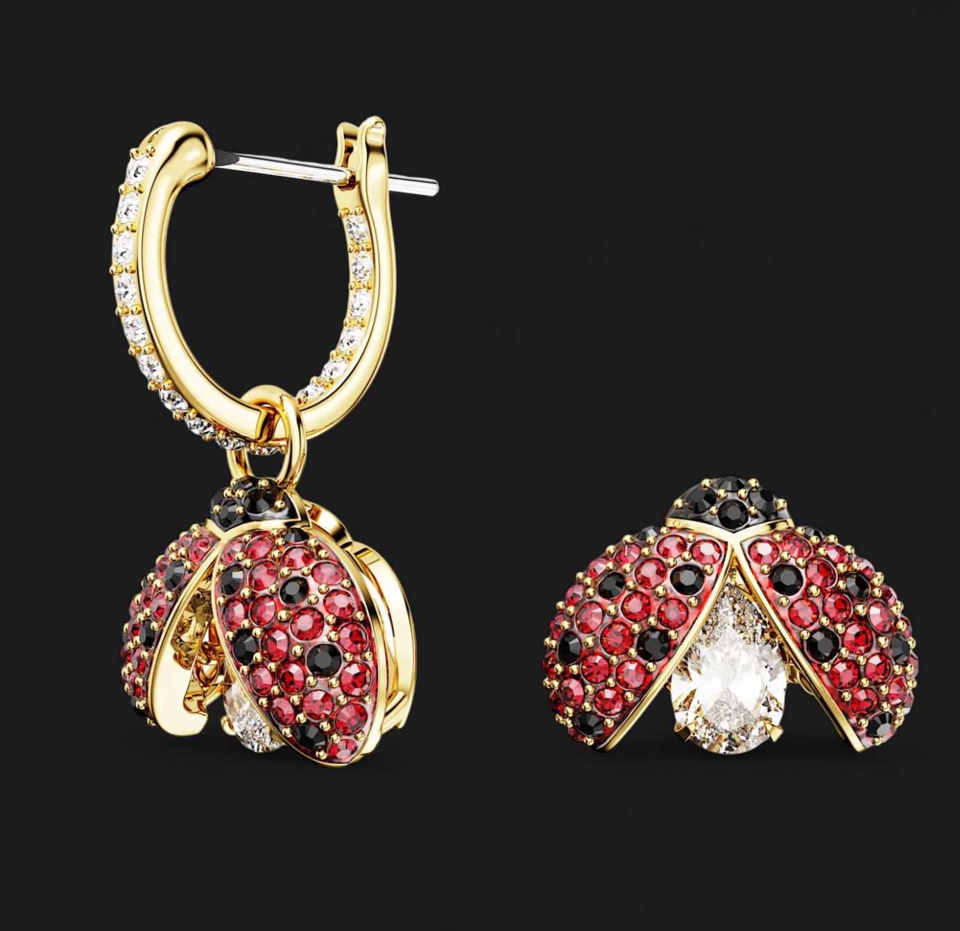 Idyllia Drop Earrings. Ladybug, Red, Gold-Tone- 5666131