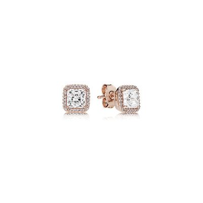 Square Sparkle Halo Stud Earrings - 280591CZ