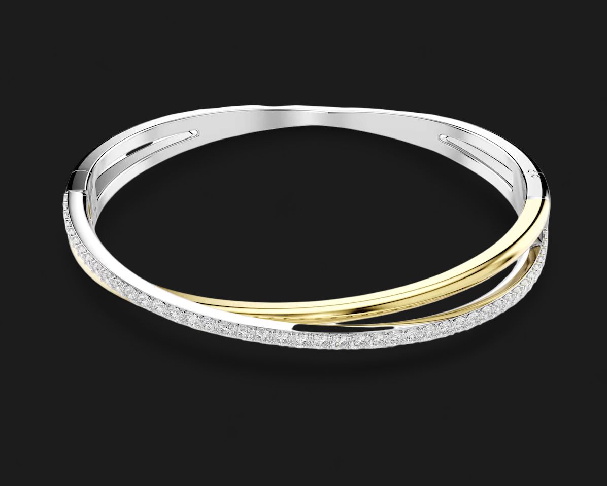 Hyperbola Bangle, Round Cut, White, Mixed Metal - 5689720