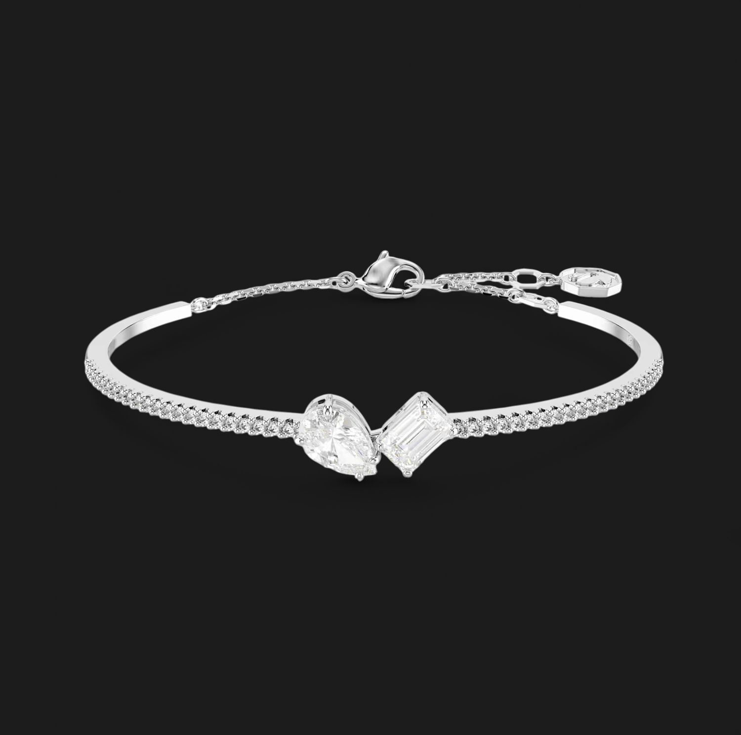 Mesmera Bracelet, Mixed Cuts, White, Size M-5667253