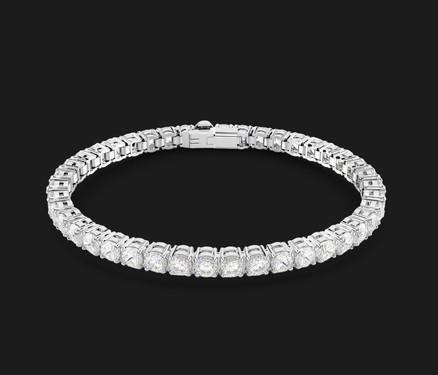 Matrix Tennis Bracelet, Round Cut, White, Size M - 5648937