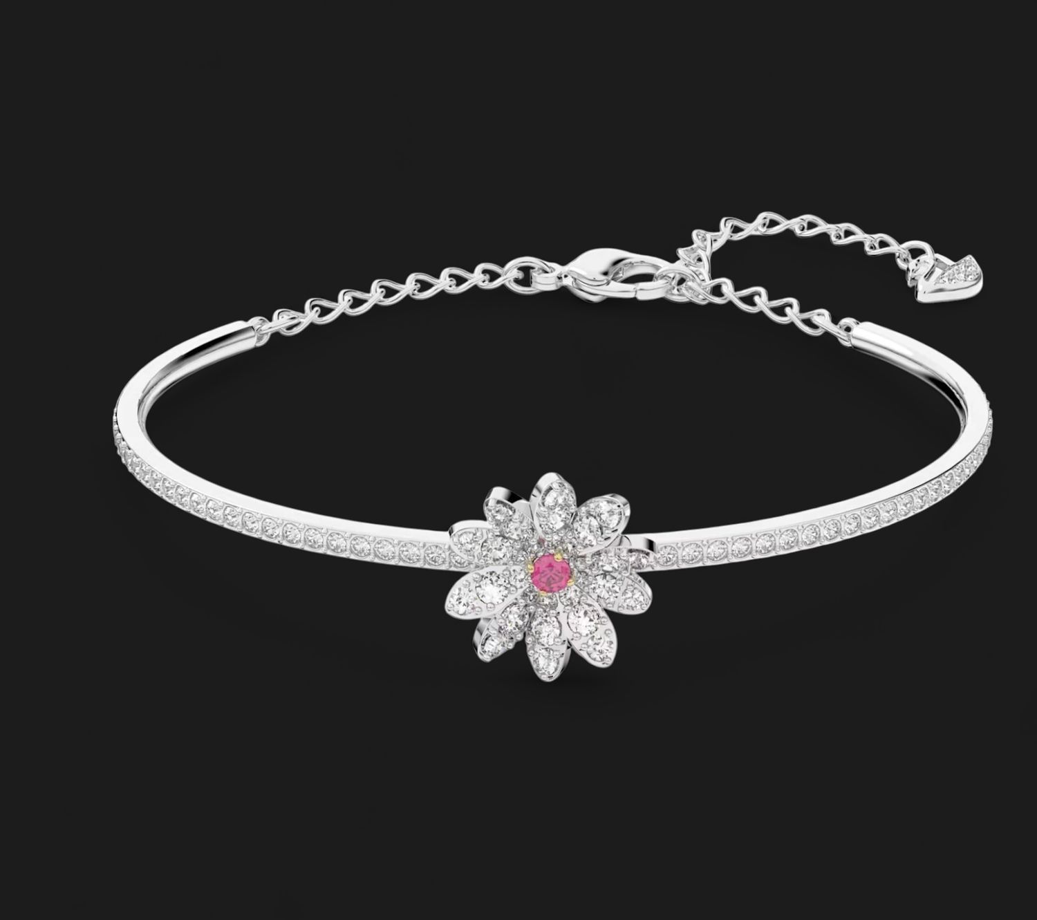 Eternal Flower Bangle, Flower, Pink, Mixed Metal Finish- 5643046