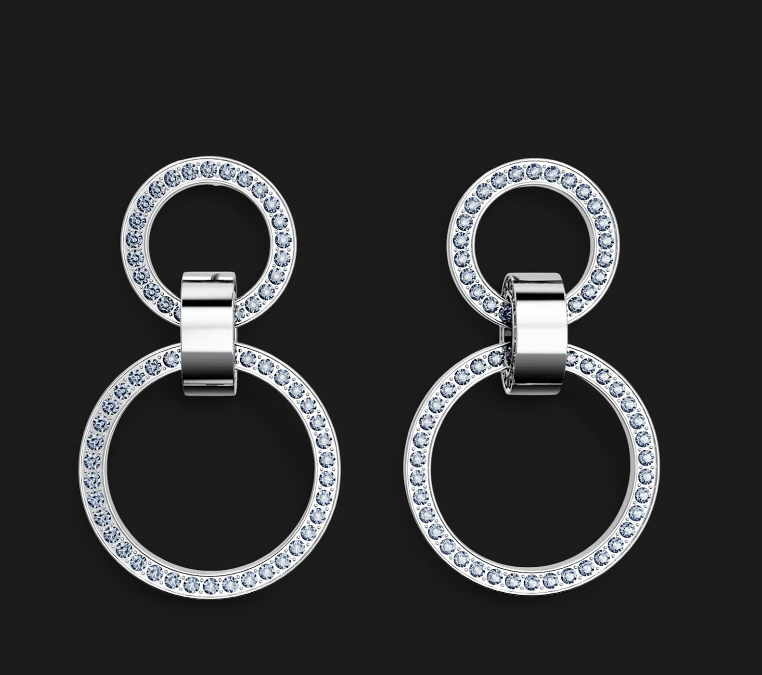 Hollow Hoop Earrings, Blue - 5663503
