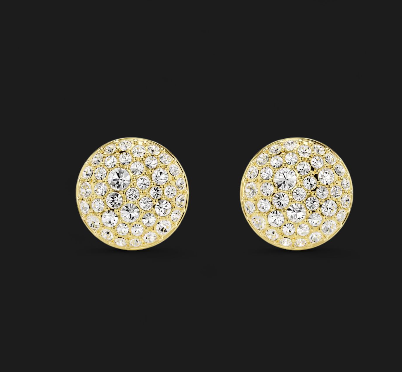 Meteora Stud Earrings, White, Gold Tone - 5683444