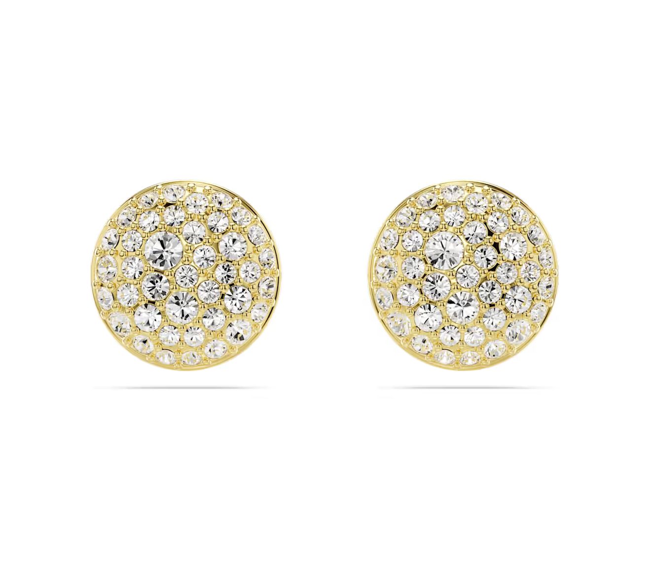 Meteora Stud Earrings, White, Gold Tone - 5683444