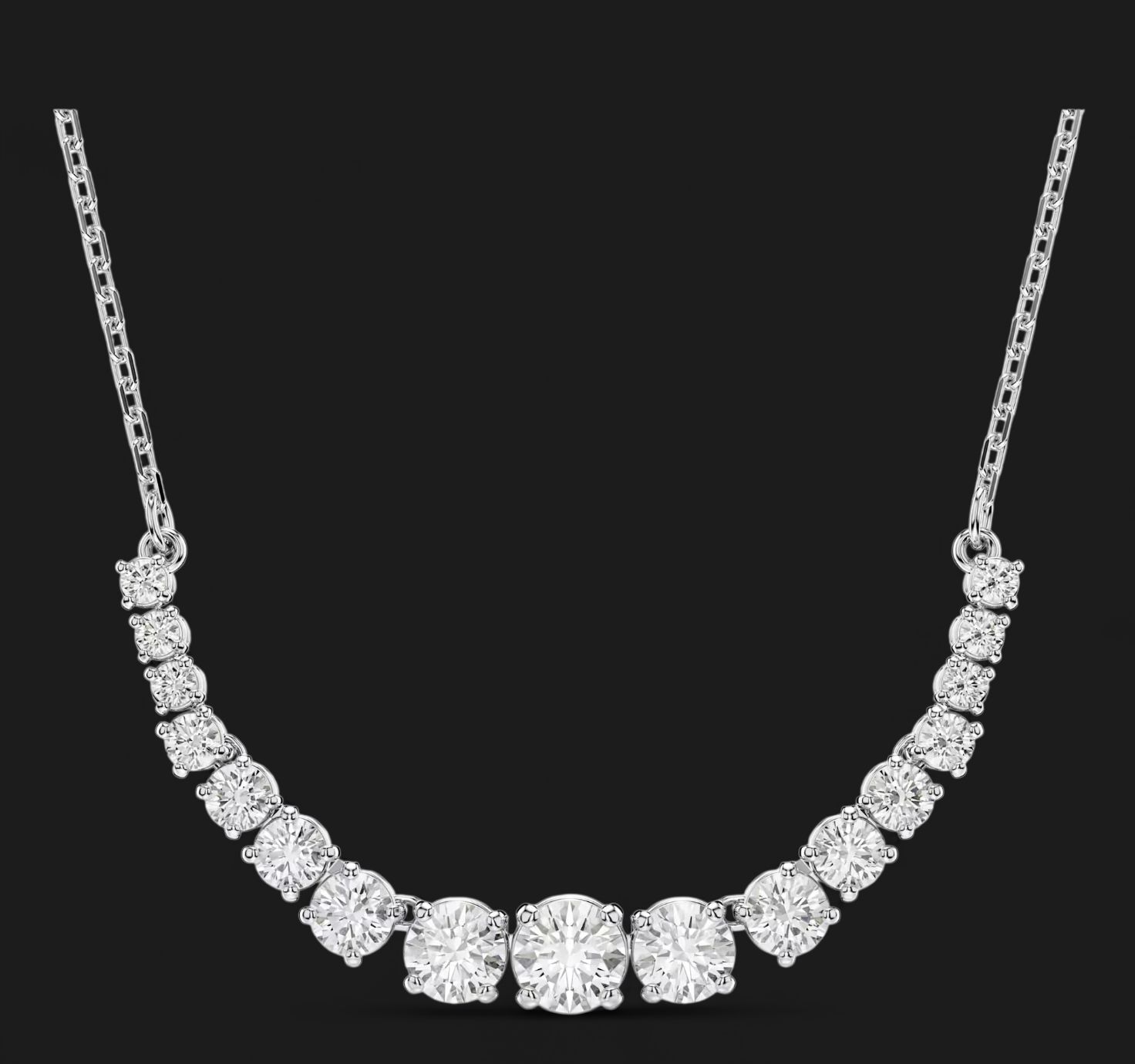 Matrix Necklace, Gradient of Round Cuts, White-5705396