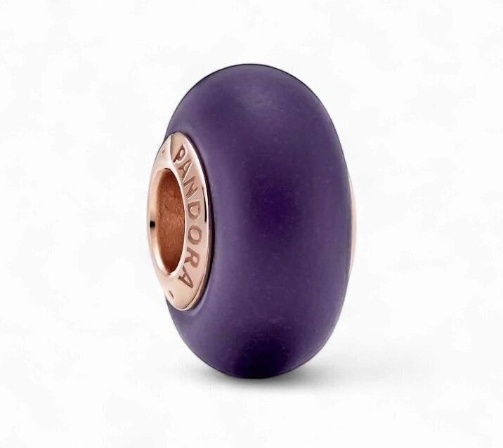 Matte Purple Murano Glass Charm - 789547C00