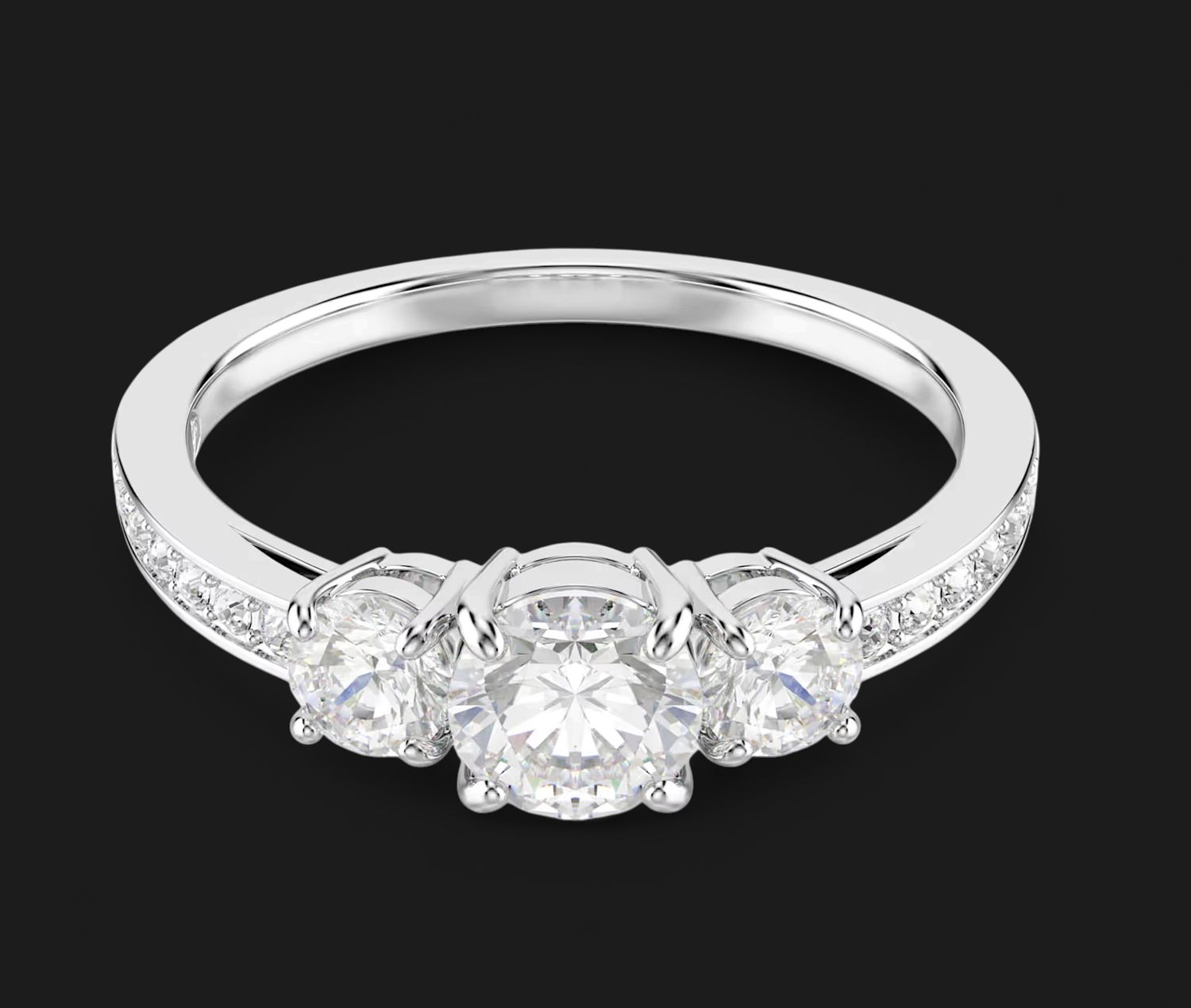 Attract Trilogy Ring, Round Cut, White (Size 55) 5655713