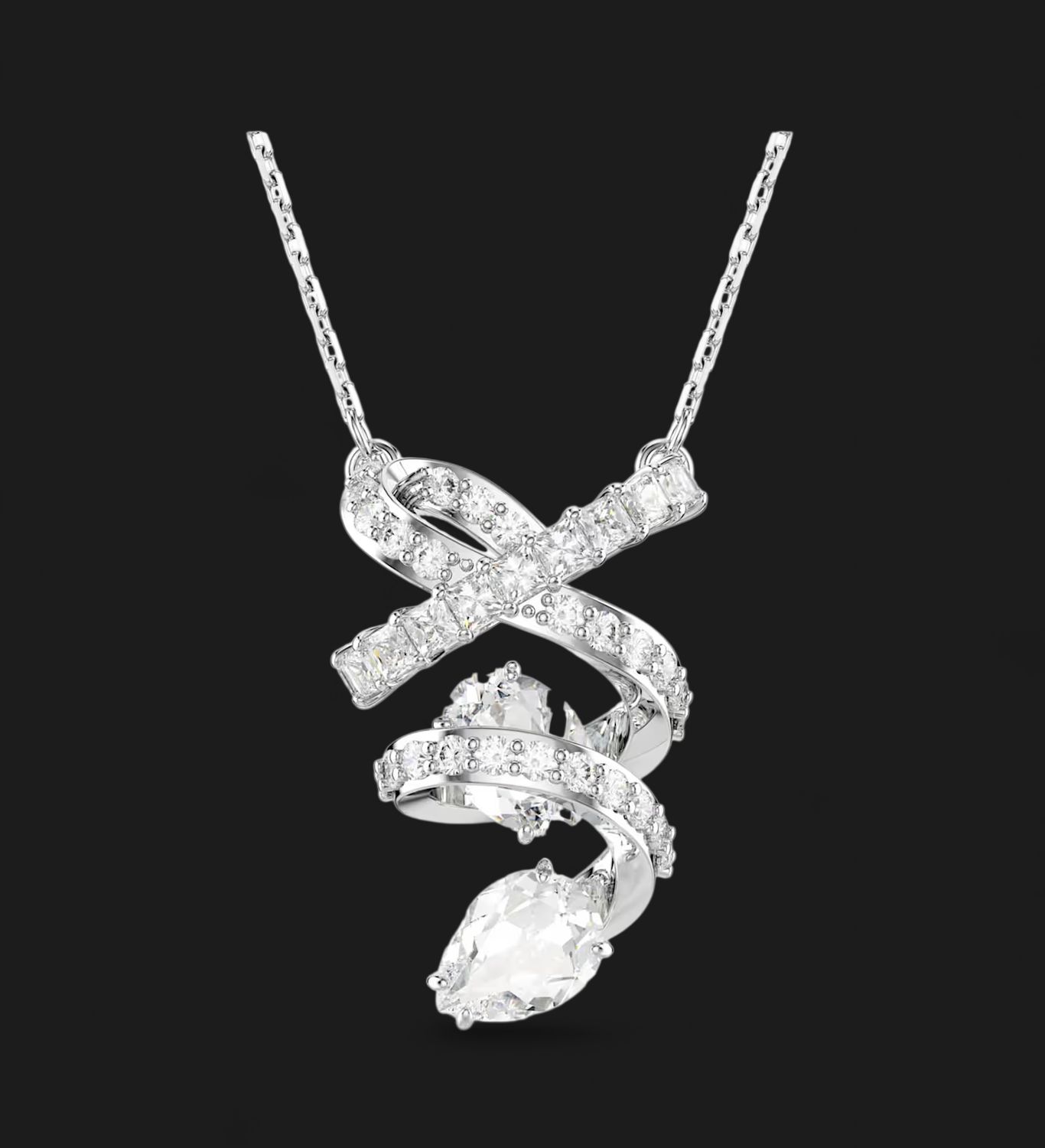 Hyperbola pendant, Mixed cuts, White-5698547