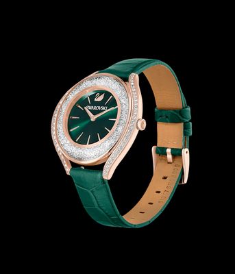 Crystalline Aura, Green Dial, Green Leather Strap-5644078