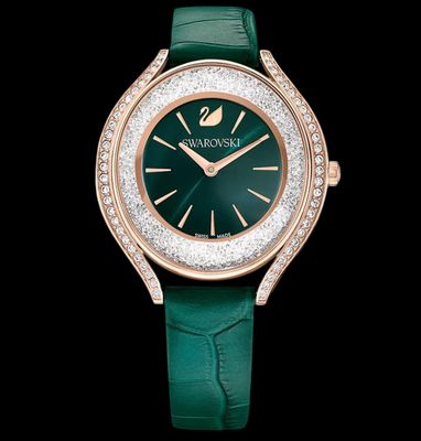 Crystalline Aura, Green Dial, Green Leather Strap-5644078