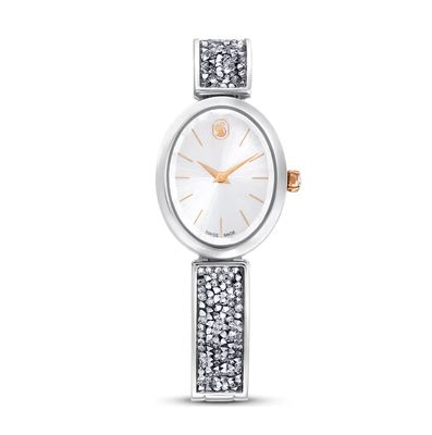 Crystal Rock Oval Watch Swiss Made, Crystal Bracelet, White, Stainless Steel-5656878