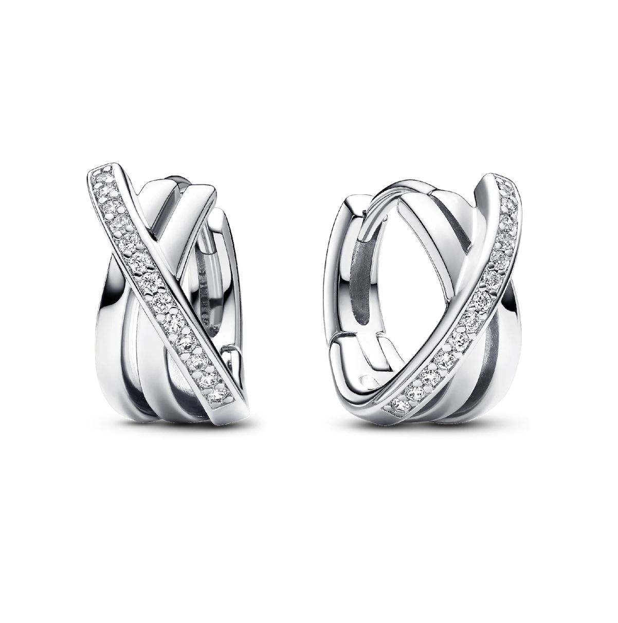 Pandora Crossover Pavé Hoop Earrings-293150C01
