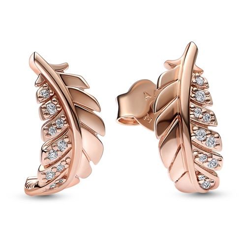 Pandora Floating Curved Feather Stud Earrings - 282574C01