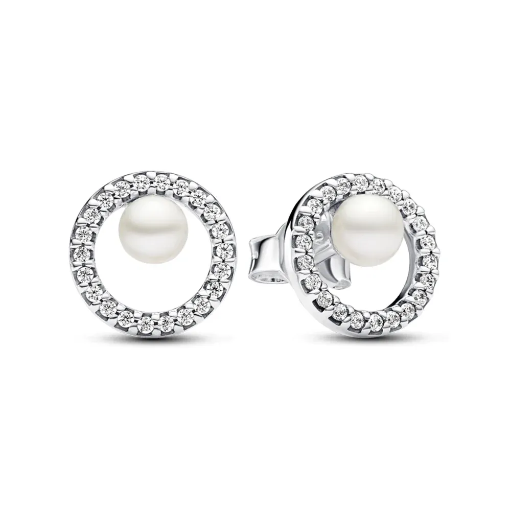 Treated Freshwater Cultured Pearl &amp; Pavé Halo Stud Earrings293154C01