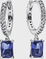 Blue Rectangular Sparkling Hoop Earrings - 292381C01