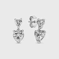 Double Heart Sparkling Stud Earrings - 291199C01