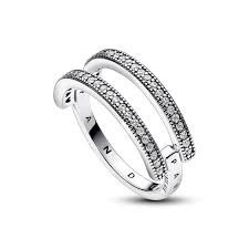 Pandora Signature Logo &amp; Pavé Double Band Ring - 192779C01