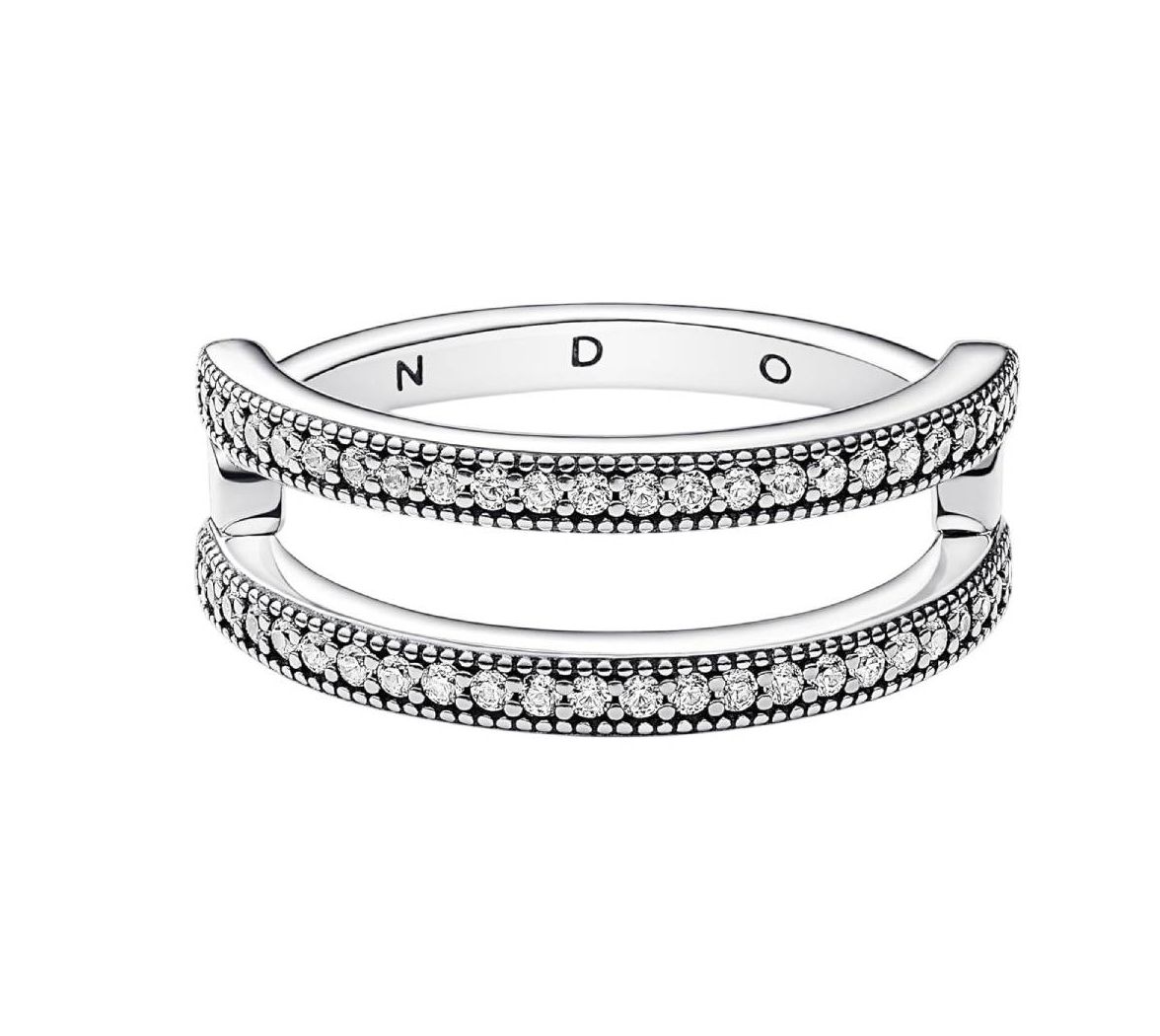 Pandora Signature Logo &amp; Pavé Double Band Ring - 192779C01