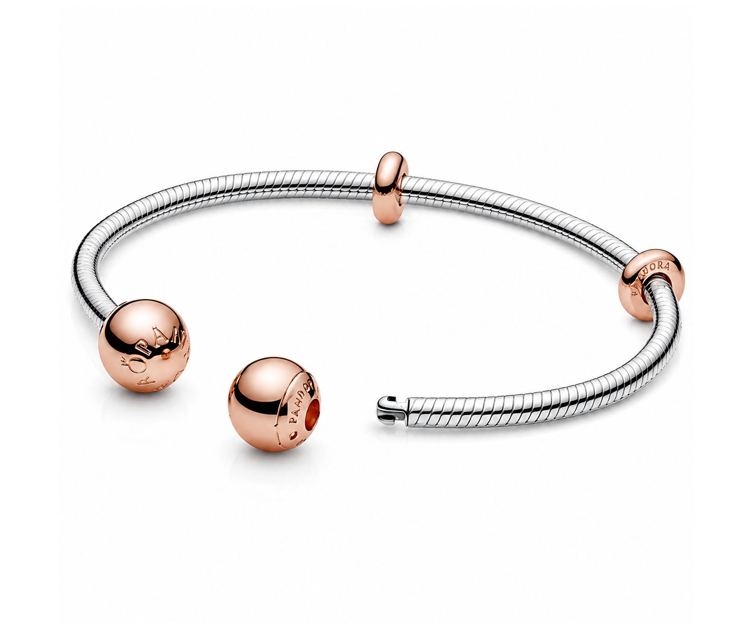 Snake Chain Style Rose Gold Open Bangle-588291