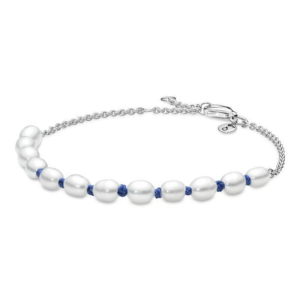 Pandora Freshwater Cultured Pearl Blue Cord Chain Bracelet  - 591689C01