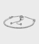 Pavé Heart Clasp Snake Chain Slider Bracelet - 591680C01-2