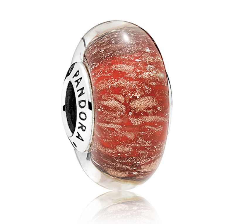 Red Twinkle Glass Silver Charm  - 796366