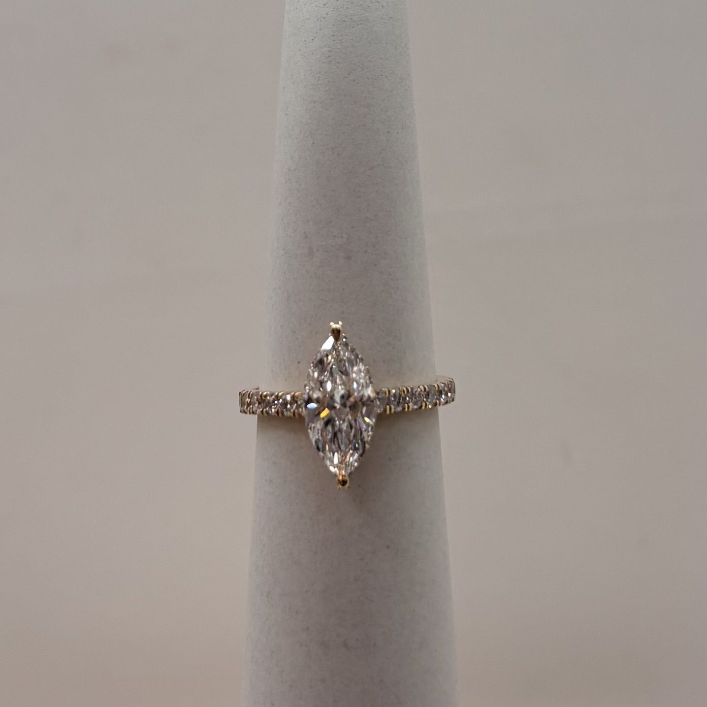 14KY 2.5ct Marquise Diamond Ring w/ Hidden Halo