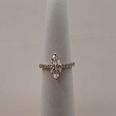 14KY 2.5ct Marquise Diamond Ring w/ Hidden Halo