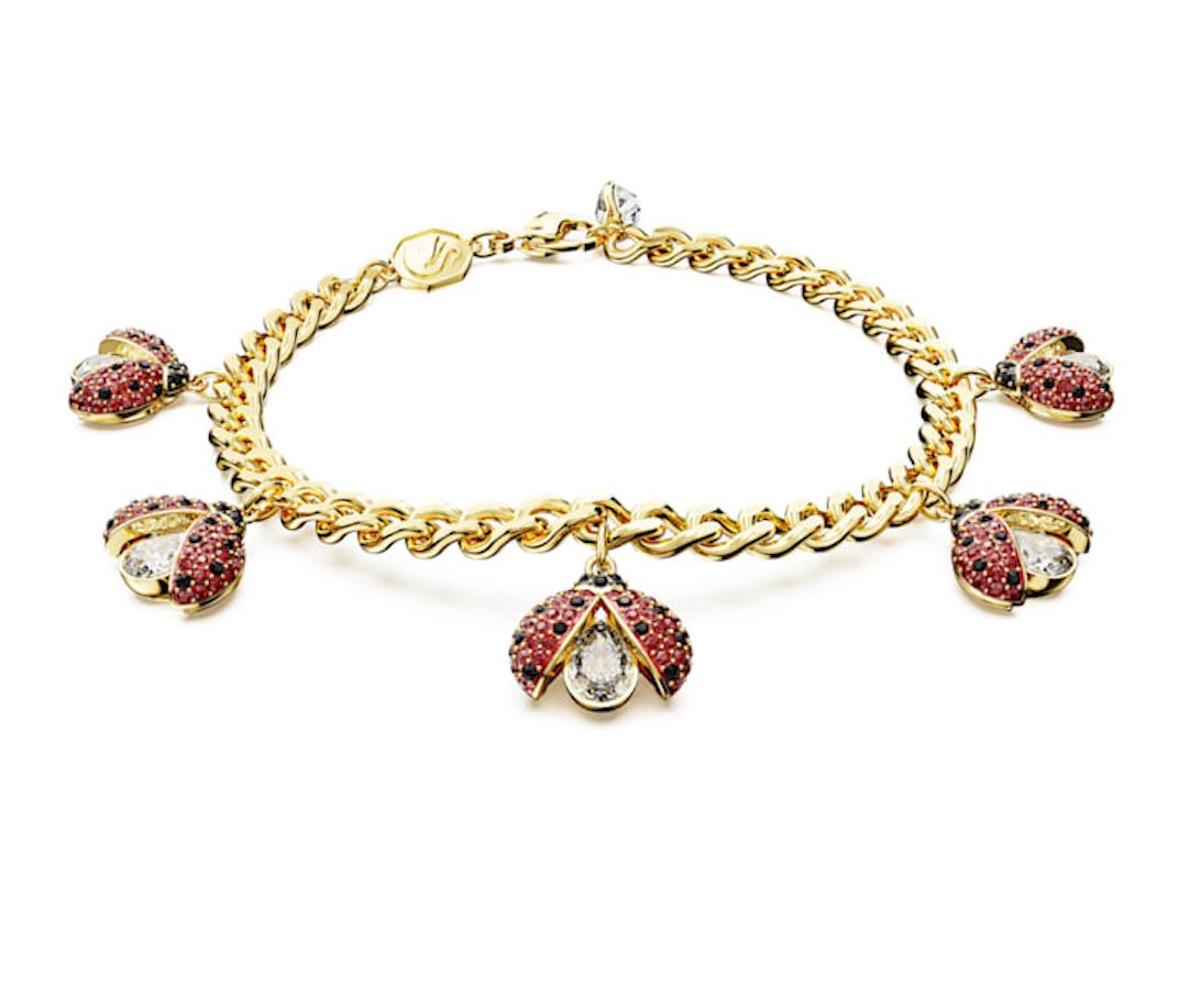 Idyllia bracelet, Ladybug, Red, Gold-tone-5666238