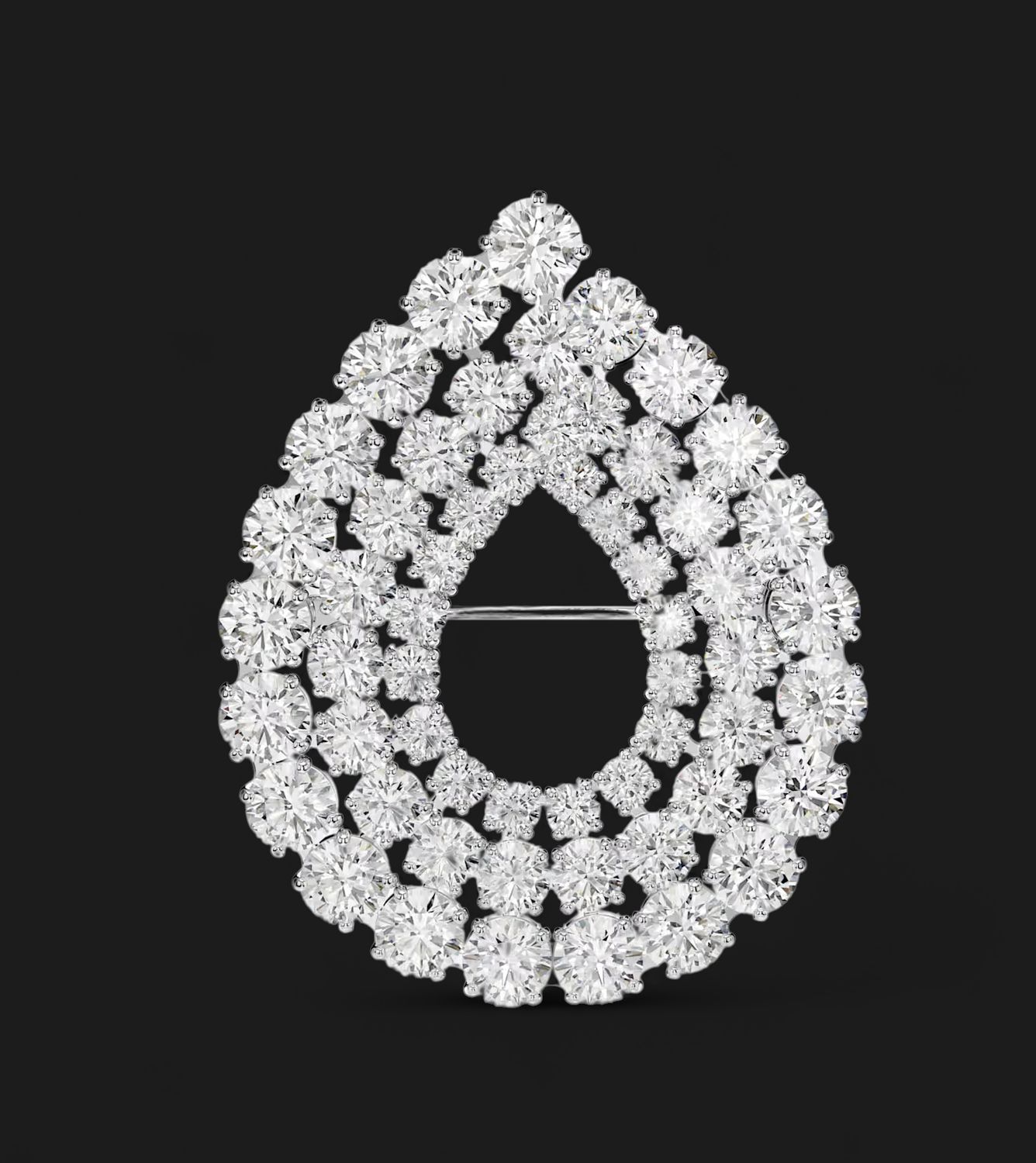Matrix Brooch Round Cut, White- 5714648
