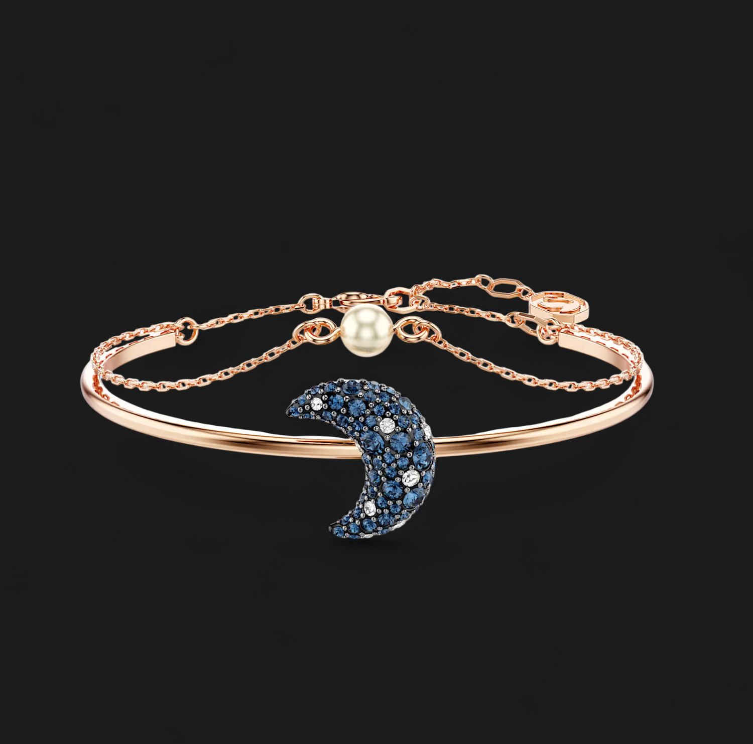 Luna Bangle, Moon, Multicolored, Rose gold- 5671586