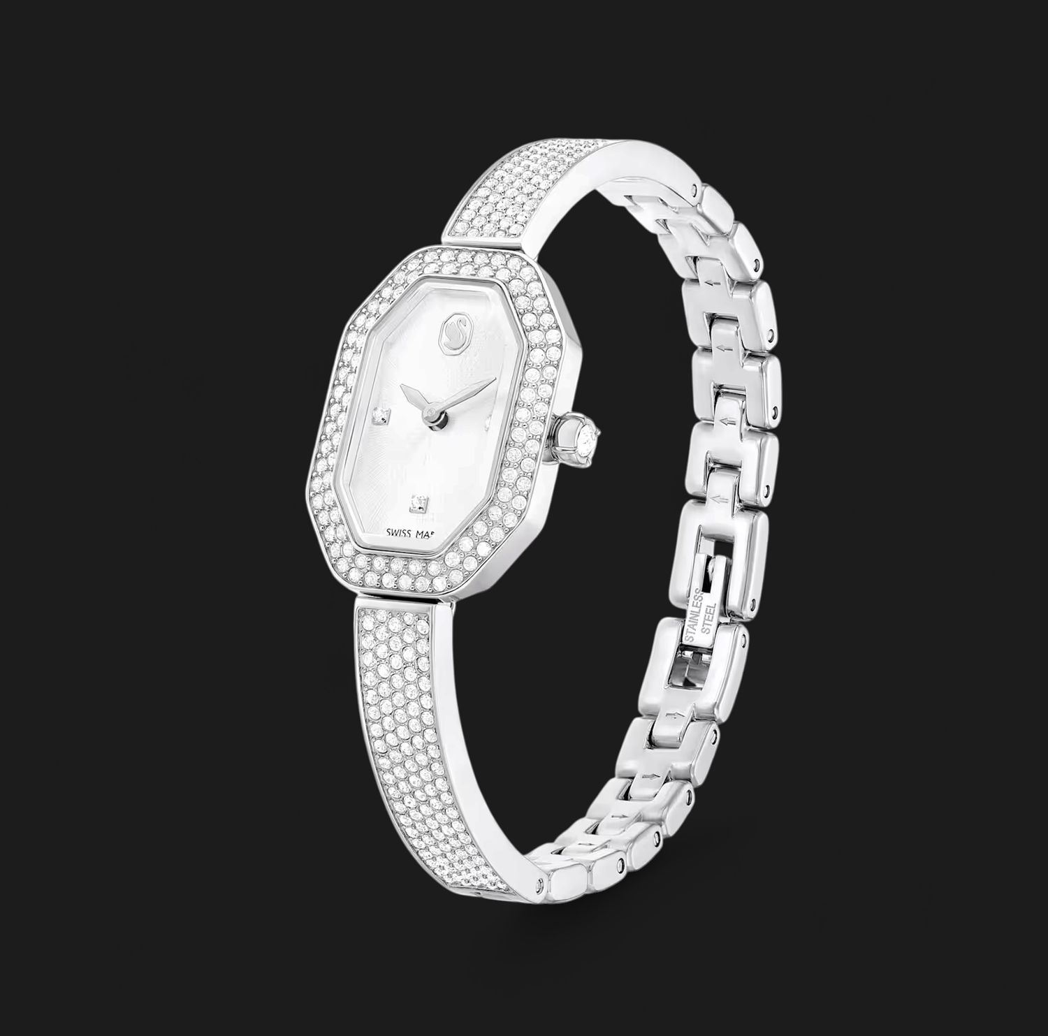 Dextera Bangle Watch,Swiss Made, Silver tone, Stainless Steel-5672977