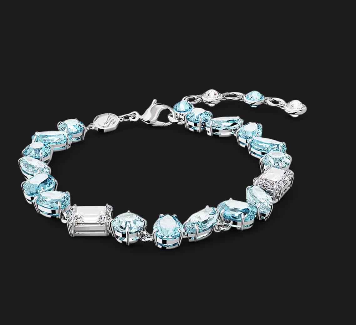 Gema Blue Crystal Mixed Cut Link Bracelet- 5666018