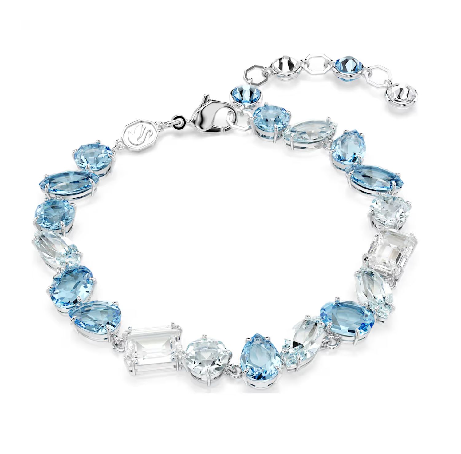 Gema Blue Crystal Mixed Cut Link Bracelet-5666018