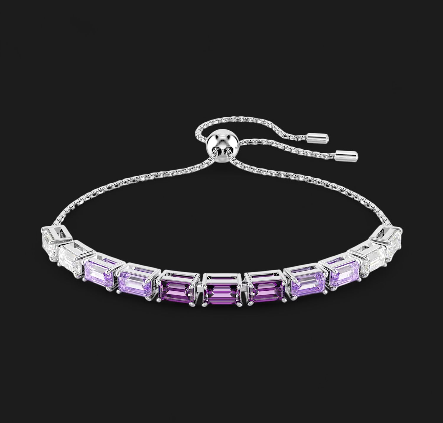Matrix Tennis Bracelet, Baguette Cut, Purple (Size M) - 5707199