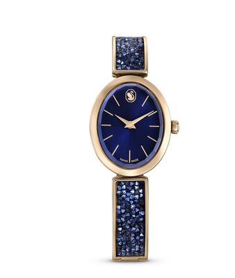 Crystal Rock Oval Watch, Swiss Made,  Blue, Rose gold-tone- 5656822