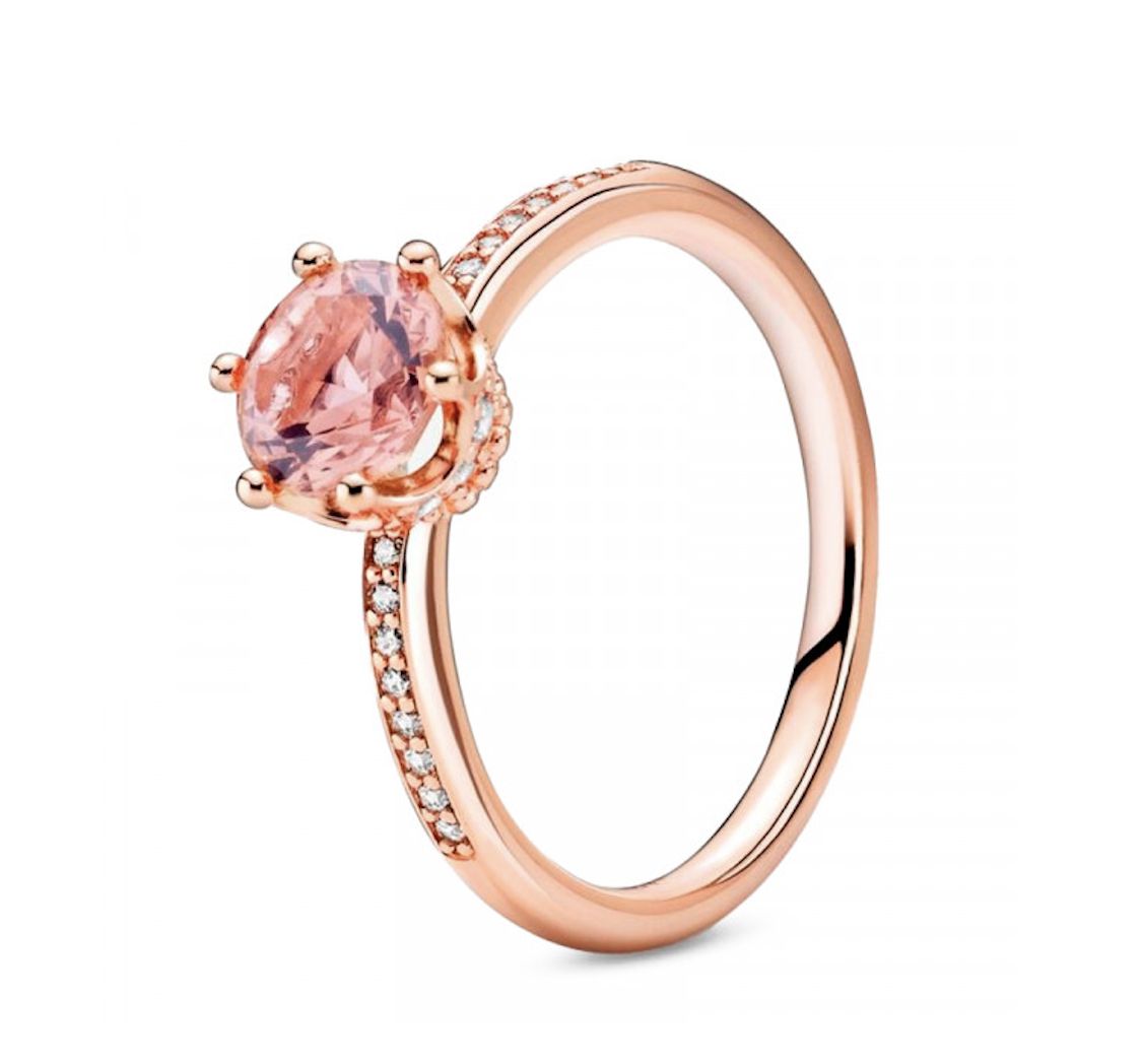 Pink Sparkling Crown Solitaire Ring-188289C01