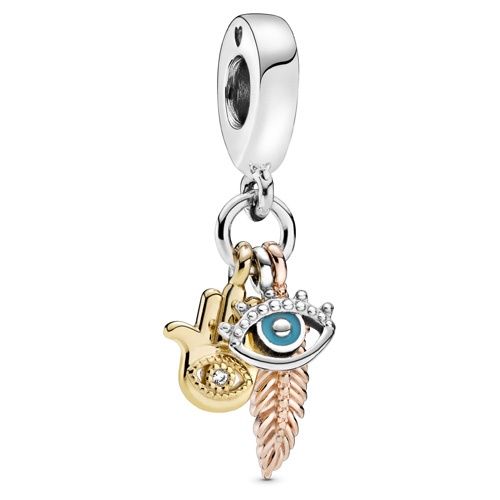 Hamsa, All-seeing Eye &amp; Feather Spirituality Dangle Charm - 768785C01