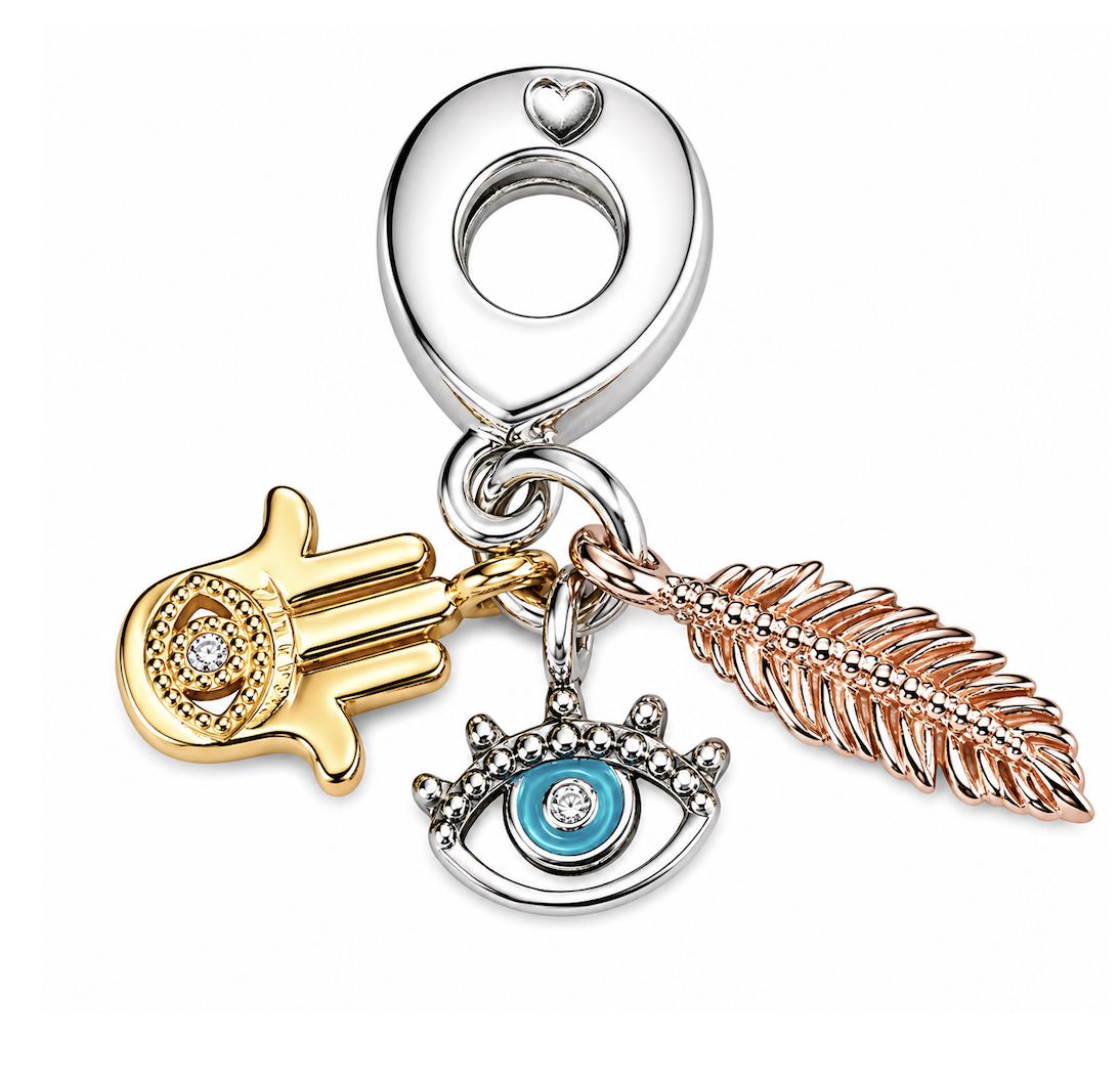 Hamsa, All-Seeing Eye &amp; Feather Spirituality Dangle Charm - 768785C01