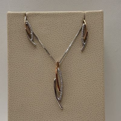 10K Rose &amp; White Gold Two-Tone Diamond Branch Pendant
